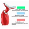 Ansiktsmassager EMS Neck Skin Lyft Dra åt Massager Electric Microcurrent Ion Warm Vibration Wrinkle Remover Led Pon Face Beauty Device 231116