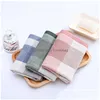 Towel Cotton Cloth Color Grid Gauze Small Towel Saliva Handkerchief Plaid Soft Thick 34X34Cm Drop Delivery Home Garden Home Textiles Dhirh