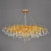 Chandeliers Long Design Branch Chandelier Water Drop Hanglamp For Dining Room Living Decoration Lustre El Lobby Lighting