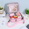 Ensembles De Vaisselle Isolation Thermique Bento Sac Carré Double Fermeture Éclair Sac À Main Plage Boîte À Lunch Étudiant Et