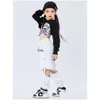 Stage Wear 2023 Jazz Dance Performance Costumes pour enfants Black Crop Tops Pantalon blanc lâche Costume Filles Hip Hop Vêtements DQS8212 Drop Del Dhujg