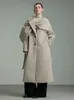 Wełniane mieszanki damskiej mody wełniany płaszcz damski pasek kołnierzyka w pojedynczym piersi rozłamane kieszenie na długie styl zima 7AB2477 231116