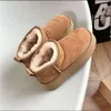 Clássico mini botas de plataforma para mulher ultra castanha pele fosca neve camurça lã mistura conforto inverno designer tornozelo botas tamanho 35-426