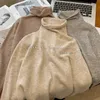 여성 후드 땀 촬영 셔츠 100% 순수한 캐시미어 스웨터 여자 터틀넥 스웨터 가을 겨울 더미 목 스웨터 롤 에지 바닥 니트웨어 231116