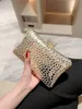 Evening Bags Stone Skin Evening Bags Gold Leather Wedding Dinner Wallets Party Banquet Bags With Chain Mini Purse Drop 231117