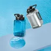 Vattenflaska 2.4L stor vattenflaska Blue Sports Kettle med handtag Protoble Leakproof Straight Drinking Cup Outdoor Fitness Jug BPA GRATIS P230324