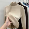 Sweats à capuche pour femmes Sweatshirts en peluche doublé hiver pull à col roulé chaud mince à manches longues maillots hauts épaissir doux tricoté pull coréen femmes basique pull 231116