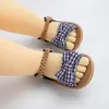 Sandalen Sommer Baby Mädchen Sandalen Gingham Bowknot Strandschuhe Anti-Rutsch weiche Sohle Plaid Born Prewalker First Walking Schuhe 0-18M 230417