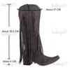 Boots BONJOMARISA New Arrival Cowboy Western Long knee-high Boots Women Stacked Heeled Fringe Retro Casual Ridding Boots Autumn Shoes T231117