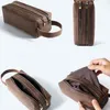 Pencil Bags Large Capacity Genuine Leather Pencil Case Double Zipper Stationery Organizer Holder School Supplies Nature Cowhide Pencilcase 230417