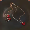 Hänge halsband Lovoacc Hip Hop Spray Red Hollow Love Heart Necklace For Women Ladies Gold Color Thin Chain Metal Accessories