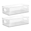 Bouteilles de stockage 2 pièces poubelle transparente empilable avec poignées en plastique réfrigérateur organisateur armoire comptoir pour cuisine