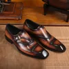 Berluti Le scarpe Mengke da uomo in vera pelle di fascia alta sono fatte a mano e dipinte a mano con una grande suola in pelle