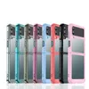 Clear Acrylic Hard Phone Case For Samsung Galaxy Z Flip 4 3 Flip4 Flip3 Candy Color Shockproof TPU Bumper Back Cover Rugged Protective Shell