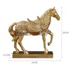 Objets décoratifs Figurines Artisanat Créatif Résine Objets Décoratifs Golden War Horse Statue Scpture Bureau Moderne Bureau Nordique Maison Dhm6A