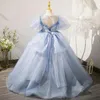 Fille Robes Fleur Robe De Soirée De Mariage Paillettes Baguettes Tulle Filles Princesse À Manches Courtes Bouffantes Enfants Robe De Bal Enfants Costume