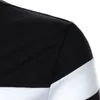 T-shirts pour hommes col rond col Henry haut tricolore couture rayure décontracté ville manches courtes 230417