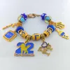 Pulseiras de charme sigma gama rho big hole miçangas de irmandades amarelo azul grego letra 1922 jóias de pulseira de sinal de mão