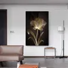 초록 황금색 꽃 식물 그림 벽 포스터 현대 스타일 캔버스 페인팅 포스터와 인쇄 거실 독특한 장식