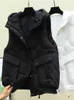 Coletes femininas novo inverno com capuz de algodão mulheres colete quente casaco coreano moda senhoras sem mangas jaquetas soltas zíper sobretudo coletes streetwear j231117
