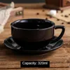 Fincan tabakları 320ml beher ffee kupa çayı ve tabağı setleri tazas de ceramica creativas japon seramik kabartmalı süslü latte fincan süt