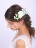 Coiffes bleu et blanc fleur peigne à cheveux mariage mariée casque bois Banquet ornement belles épingles pour femmes ou fille