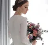 Funyue Elegant A-Line Wedding Dress 2024 Glamorous O-Neck Long Sleeve Bride Dresses Satin Muslim Bridal Gowns Robe De Mariee