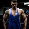 Canotte da uomo Fitness bodybuilder solo palestra camicia senza maniche in cotone abbigliamento da allenamento Y back 1 cm stringer canottiere da uomo canottiera sexy uomo T230417