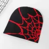 Beanie/Skull Caps Fashion Knitting Spider Web Design Men for Men for Men Pullover Pile Cap Y2K Goth Warm Beanie Hats New Hip-Hop Street Cap YQ231117
