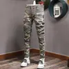 Hommes Jeans 2023 Mode Streetwear Pour Hommes Camouflage Militaire Pantalon Stretch Slim Fit Broderie Designer Hip Hop Pantalon Hombre