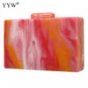 Evening Bags Acrylic Clutch Bag Women Box Designer Luxury Purses And Handbags Mixed Colors Party Shoulder Marble Clutches 230417