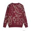 Designer Sweaters Heren trui met capuchon Rhude Herfstwinter Jacquard Gekleurde Ronde Hals Cashew Bloem Knitwear Amerikaanse High Street Casual Losse Heren Dames Trui