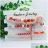 Charm Bracelets Charm Bracelets 3 Pcs/Set Christmas Bangles For Women Boho Crystal Beads Nature Stone Bracelet With Deer Wristband Fem Dhrht