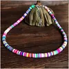 Chokers Choker Bohemian Clay Naszyjnik Heishi Bead Surfer Beach dla kobiet polimer letni biżuteria