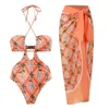 Jurk Kaart Ontwerper Sexy Bur Transparante Band Sterrenprint Badmode Mode Strand Set Zomer Damesbikini