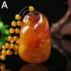 Pendant Necklaces Vintage Ethnic Style Amber Color Resin Necklace Men Women Party Casual Choker Beads Rope Sweater Chain Luck Jewelry Gift