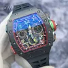 Richardmill Watch Tourbillon 자동 기계식 손목 시계 스위스 스위스 제작 RM6501 로즈 골드 수정 NTPT 재료 타이밍 기능 자동 기계 20 WNORB