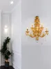 Lâmpada de parede de cristal dourada, arandelas de parede douradas, suporte de parede de cristal, sutiã, iluminação para casa, 5 luzes para quarto, sala de jantar