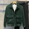 Herrjackor Herr Corduroy Jacket Korean Fashion Casual Jacket Spring and Autumn Street Fashion Men Coat Smart Stand Collar Coats 230417