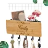 Ganci Rails Creativo Inciso Lettera Bamboo Board Portachiavi Hanger 5 Wall Door Back Home Decor Storage Squisito Portachiavi RackGanci