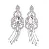 Dangle Earrings Crystal Wedding Long Drop For Women Rhinestone Simple Korean Bridal Party Prom Christmas Jewelry