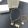 B Letter Lock Head Detachable Three In One Necklace Bracelet Earrings Simple And Fashionable Copper Plated Vintage Gold Jewelry Sets BB1001