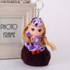 Nyckelringar Söt dockan Keyring For Girl Fur Pompom Keychain Holder Bag Toy Key Chain Handväskor Purse Charms Car Trinket Porte Clefs Chaveiro