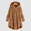 Women's Wool Blends Autumn Winter Coat Women Warm Teddy Bear Coat Plus Velvet Wool Jacket Female Plush Coat Hooded Jacket Solid Color Fleece Coats 231116