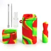 glass silicone smoke bucket glass tube filtering mouth smoke combination square smoke kit bag Glass One Hitter Nectar Collector