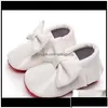 Обувь для первых ходунков для малышей, патент для беременных, моасины из искусственной кожи с кисточками и большим бантом, красная подошва для детей 0–24 месяцев, для мальчиков и девочек, Drop De Dhrm2