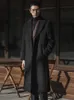 Mélanges de laine pour hommes Mauroicardi automne hiver long chaud noir trench-coat hommes simple boutonnage luxe pardessus de haute qualité vêtements 231116