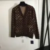 Luksusowe kurtki designerskie swetry modne długie rękawowe V drukowane kardigany Wygodne guziki płaszcz dla kobiet ubranie Nov17