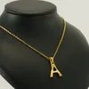 New Fashion Stainless Steel 18K Gold Plated Bling Bamboo A-Z Letter Pendant Necklace with Rope Chain for Men Women Nice Gift