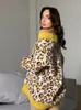 Women Sweters Leopard Drukuj Dzianin Gardigan Kobiety pojedyncze piersi vneck kontrastujące kolory jesienne sweter żeńska zimowa top 231116